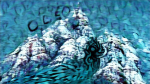 cyborg ocean mountain onomatopoeia by Kevin Xu